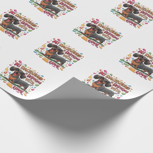 Meine Dackel trinkt mit Liebe Geschenkpapier (Ecke)
