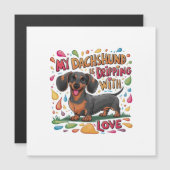 Meine Dackel trinkt mit Liebe Magneteinladung (Vorne/Hinten)