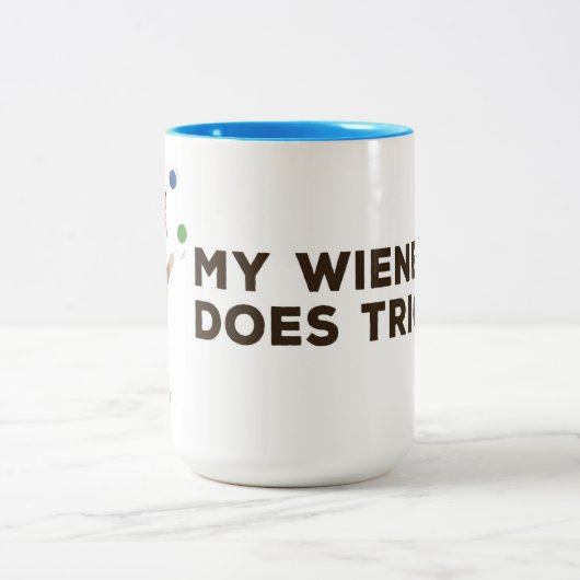 Meine Dackel tut Tricks Zweifarbige Tasse (Mittel)