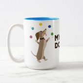 Meine Dackel tut Tricks Zweifarbige Tasse (Links)