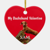 Meine Dackel Valentine Red Foto Name Keramik Ornament (Vorne)