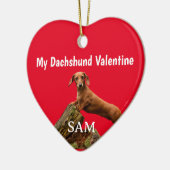 Meine Dackel Valentine Red Foto Name Keramik Ornament (Links)