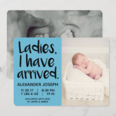 Meine Damen, ich bin bei der Geburtsankündigung de Ankündigung (Vorne/Hinten)