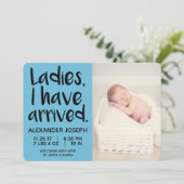 Meine Damen, ich bin bei der Geburtsankündigung de Ankündigung (Stehend Vorderseite)