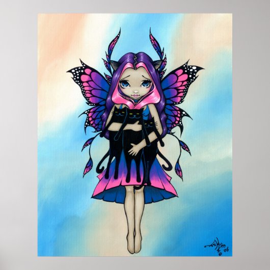 Meine drei Kätzchen Feenkatze Kunst drucken Poster (Vorne)