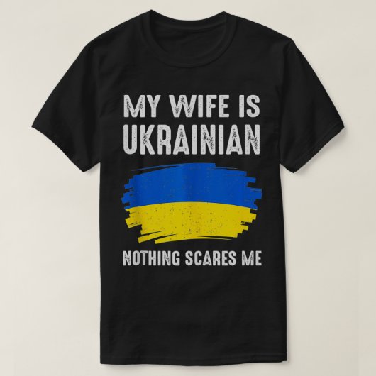 Meine Ehefrau ist die ukrainische Stolperflagge Er T-Shirt (Design vorne)