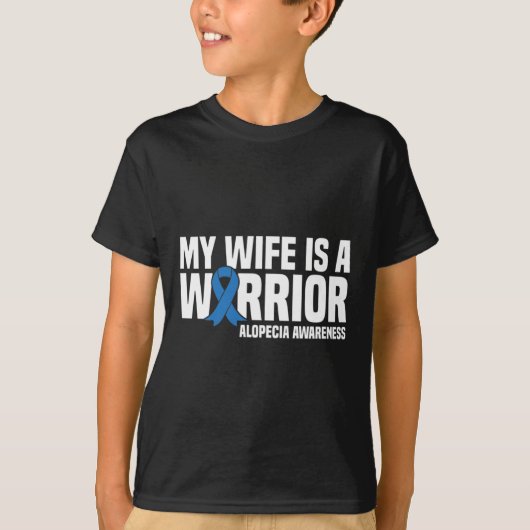 Meine Ehefrau ist ein Warrior Blue Ribbon Alopecia T-Shirt (Vorderseite)