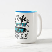 Meine Ehefrau ist heißer als mein Kaffee Zweifarbige Tasse (VorderseiteRechts)