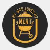 Meine Ehefrau Liebe meine Meetings Funny Pun Grill Runder Aufkleber (Vorderseite)