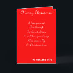 Meine Ehefrau romantische Weihnachtsgrußkarten Feiertagskarte<br><div class="desc">Romantische Weihnachtskarten mit Hingabe zu einer liebevollen Ehefrau</div>