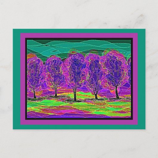 Meine eigenen Computer Art Lila Bäume Postkarte (Vorderseite)