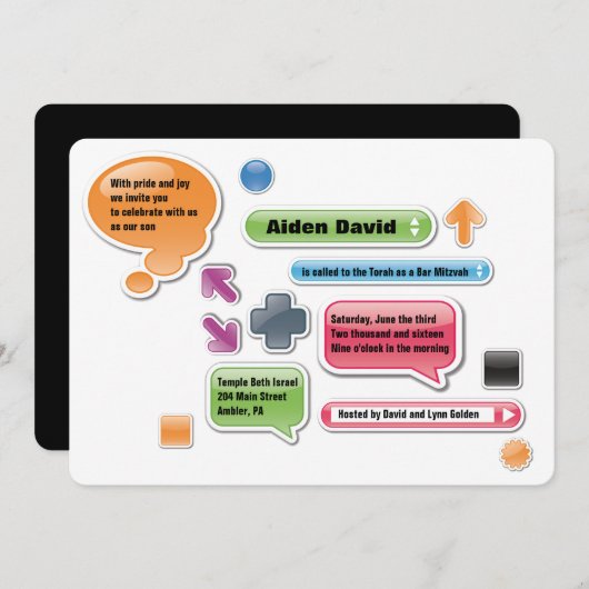 MEINE ELTERN SIND LAME Bat Bar Mitzvah Einladung (Vorne/Hinten)