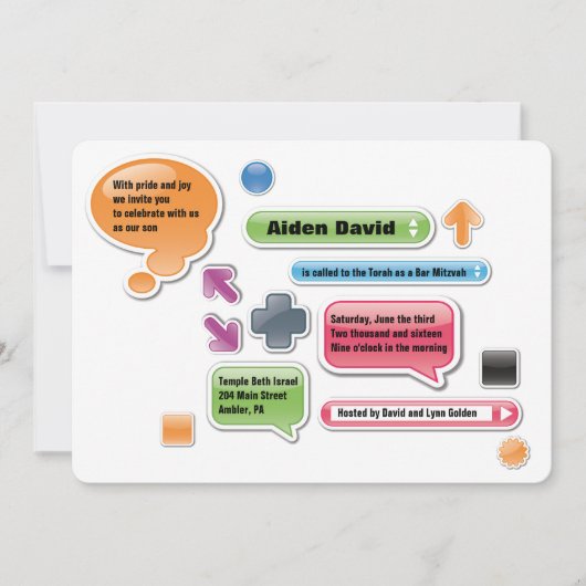 MEINE ELTERN SIND LAME Bat Bar Mitzvah Einladung (Vorderseite)