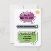 MEINE ELTERN SIND LAME Bat Bar Mitzvah Empfang Car Einladung (Vorderseite)