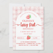 Meine Erdbeerobst Berry First Birthday Einladung (Vorderseite)