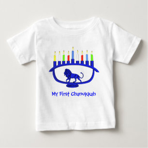 Meine erste Chanukkah Blue Lion Menorah Baby T-shirt