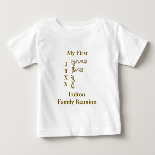 Meine erste Familie Wiedersehen Gold Letter F Mono Baby T-shirt (Vorderseite)