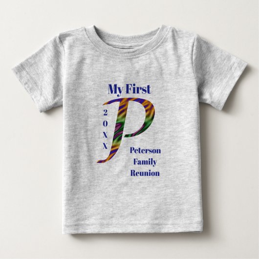 Meine erste Familie Wiedersehen Keepake Letter P M Baby T-shirt (Vorderseite)