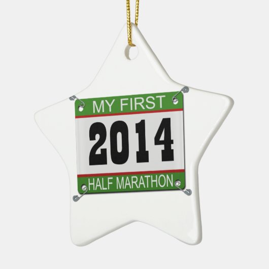 Meine erste Halbmarathon-Verzierung - 2014 Keramikornament (Links)