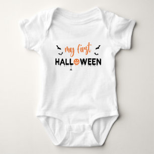 Meine erste Halloween-Schwarze Orange Gruselige Ty Baby Strampler
