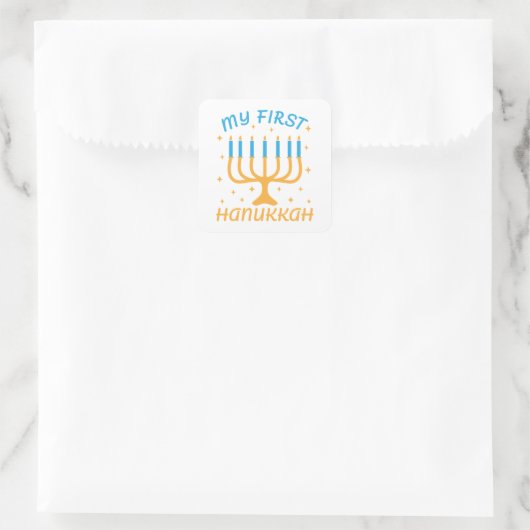 Meine erste Hanukkah Quadratischer Aufkleber (Tasche)