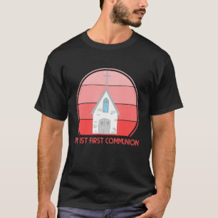 Meine erste Kommunion rosa Kirche Religiös-katholi T-Shirt