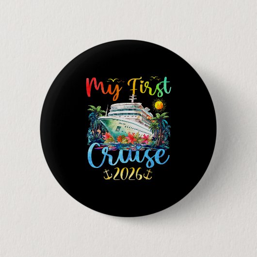 Meine erste Kreuzfahrt 2026 Kinder Urlaub passend  Button (Vorderseite)