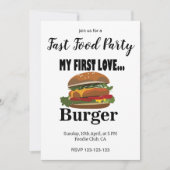 Meine erste Liebe Burger Fast Food Party Einladung (Vorderseite)