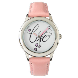 Meine erste Liebesuhr   Süße rosa Schrift-Armbandu Armbanduhr