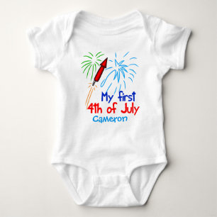Meine erste Niedliche Fireworks Monogram am 4. Jul Baby Strampler
