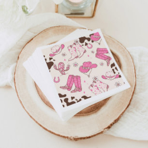 Meine erste Rodeo Cowgirl rosa Geburtstagsparty Serviette