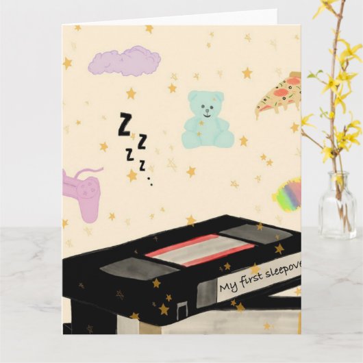 Meine erste Sleepover - Dreamcore VHS Nostalgie Karte (Gelbe Blume)