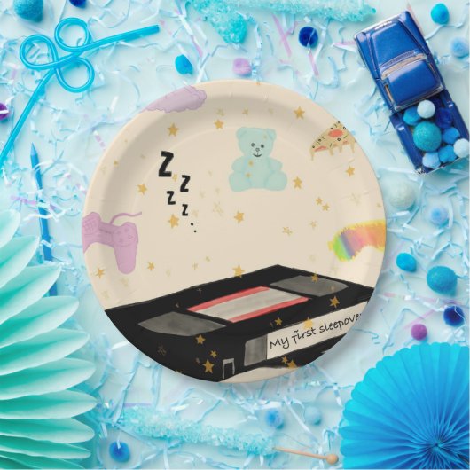 Meine erste Sleepover - Dreamcore VHS Nostalgie Pappteller (Party)