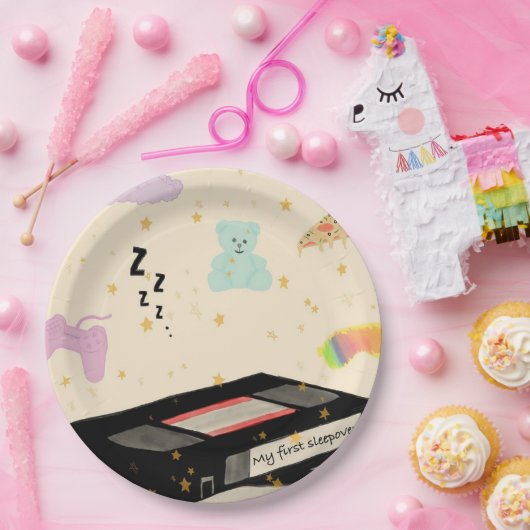 Meine erste Sleepover - Dreamcore VHS Nostalgie Pappteller (Party)