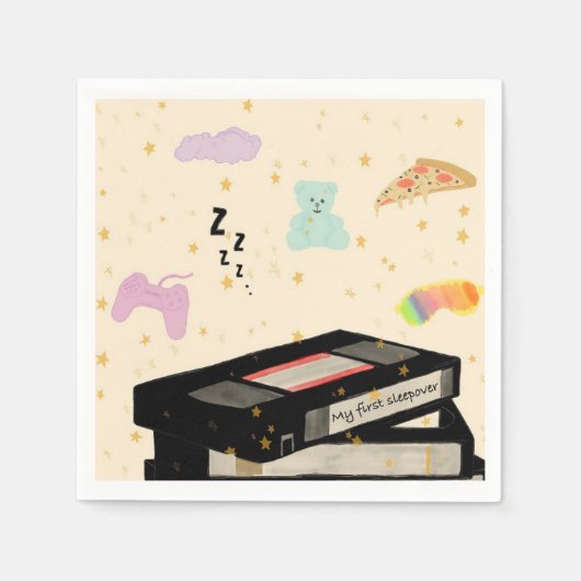 Meine erste Sleepover - Dreamcore VHS Nostalgie Serviette (Vorderseite)