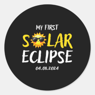 Meine erste Sonnenfinsternis 8. April 2024 Kids Bo Runder Aufkleber