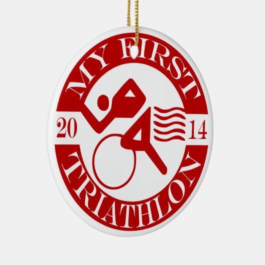 Meine erste Triathlon-Verzierung - 2014 Keramik Ornament (Rechts)
