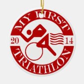 Meine erste Triathlon-Verzierung - 2014 Keramik Ornament (Vorne)