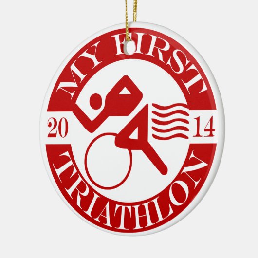 Meine erste Triathlon-Verzierung - 2014 Keramik Ornament (Links)