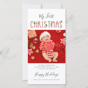 Meine erste Weihnachts-Baby-Fotocollage Feiertagskarte