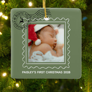 Meine erste Weihnachts-Baby-Postleitzahl-Foto Keramikornament