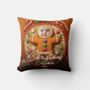 Meine erste Weihnachts-Gingerbread-Foto-Geburtssta Kissen