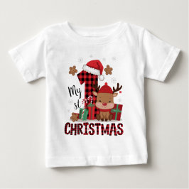 Meine erste Weihnachts Niedliche Rentiere Red Kari Baby T-shirt