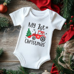 Meine erste Weihnachts-Niedliche Santa Traktor Far Baby Strampler<br><div class="desc">Mein erster Weihnachts Niedlicher Weihnachtsbauernhof Weihnachten Baby Baby Baby Baby Baby Baby Boy Baby Bodysuit hat den Text "Mein 1. Weihnachten" in der modernen Schrift Typografie mit dem Weihnachtsmann ein Traktor fahren. Perfektes Weihnachtsgeschenk für ein kleines Mädchen oder einen kleinen Jungen. Erstellt von Evco Studio www.zazzle.com/store/evcostudio</div>
