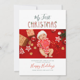 Meine erste Weihnachts-Skript-Baby-Fotocollage Feiertagskarte