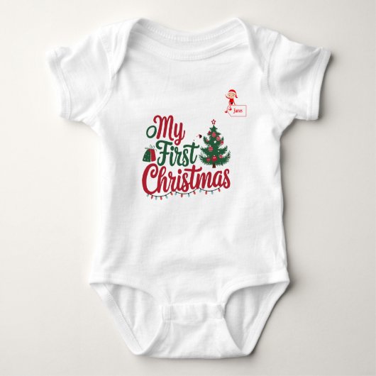 Meine erste Weihnachtsfamilie - individuelle Name  Baby Strampler (Vorderseite)