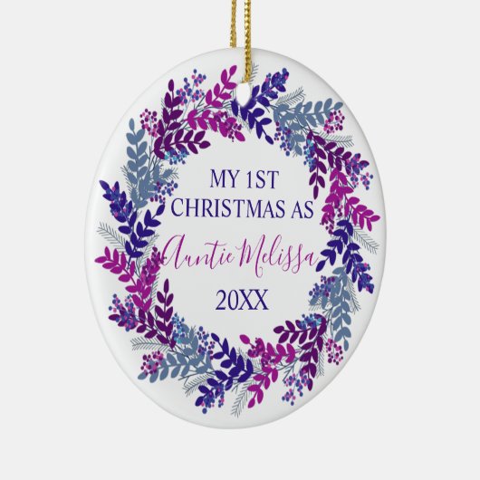 Meine erste Weihnachtsfeier als Lila Jahr Keramik Ornament (Rechts)