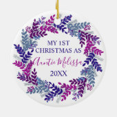 Meine erste Weihnachtsfeier als Lila Jahr Keramik Ornament (Hinten)