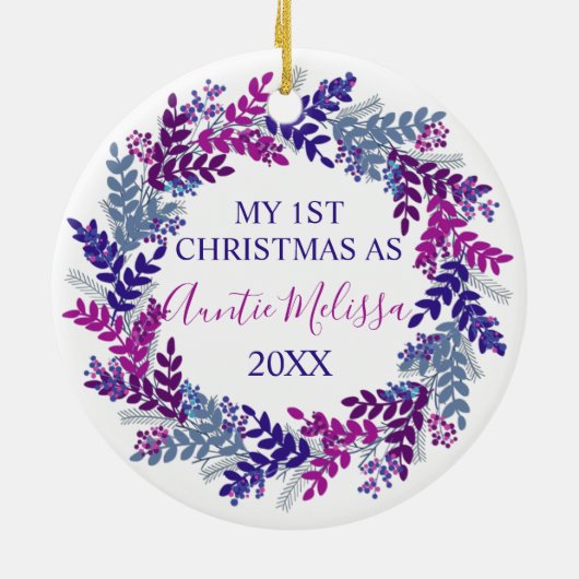 Meine erste Weihnachtsfeier als Lila Jahr Keramik Ornament (Hinten)