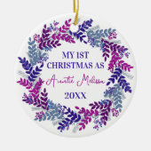 Meine erste Weihnachtsfeier als Lila Jahr Keramik Ornament (Vorne)